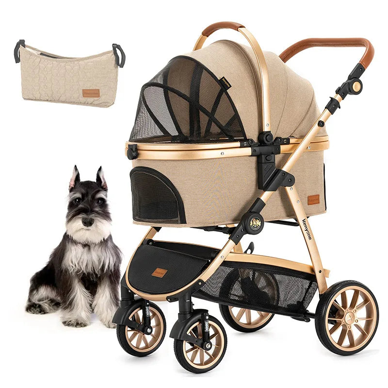 High Quality Luxury Pet Stroller for Small Medium Dogs Large Cats with Removable Carrier