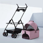 Detachable Pet Dog Stroller 4 Wheels Foldable Dog Cat Carrier with Cup Holder Pet Transport for Dogs Outdoor Puppy Basket