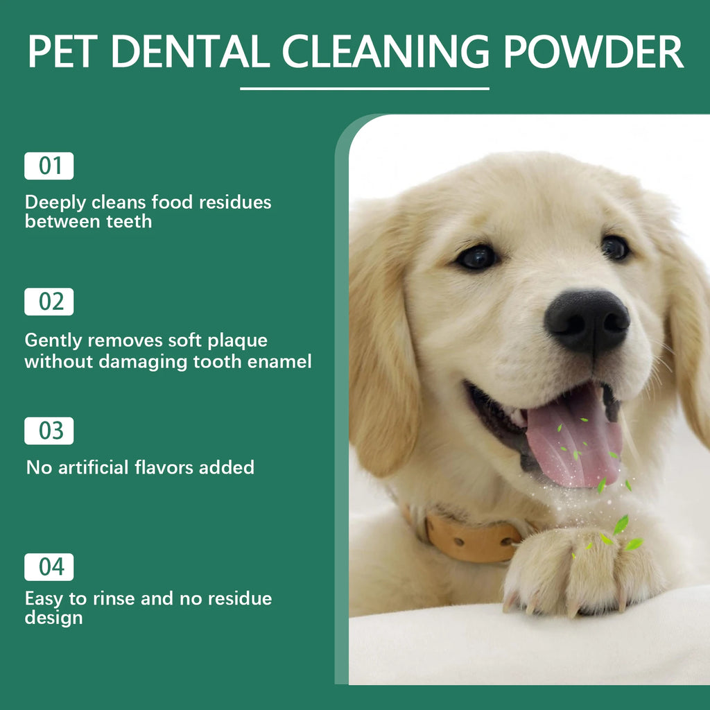 100g Pet Teeth Cleaning Powder for Dog Reduces Tartar Calculus Protect Dog Oral Gum Health Freshen Breath Dog Cleaning Powder