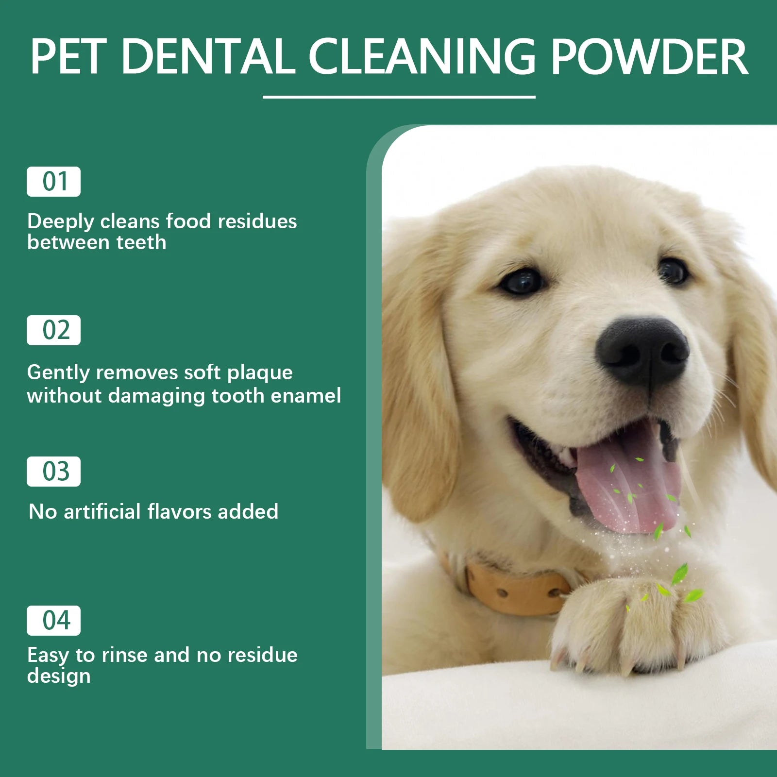 100g Pet Teeth Cleaning Powder for Dog Reduces Tartar Calculus Protect Dog Oral Gum Health Freshen Breath Dog Cleaning Powder