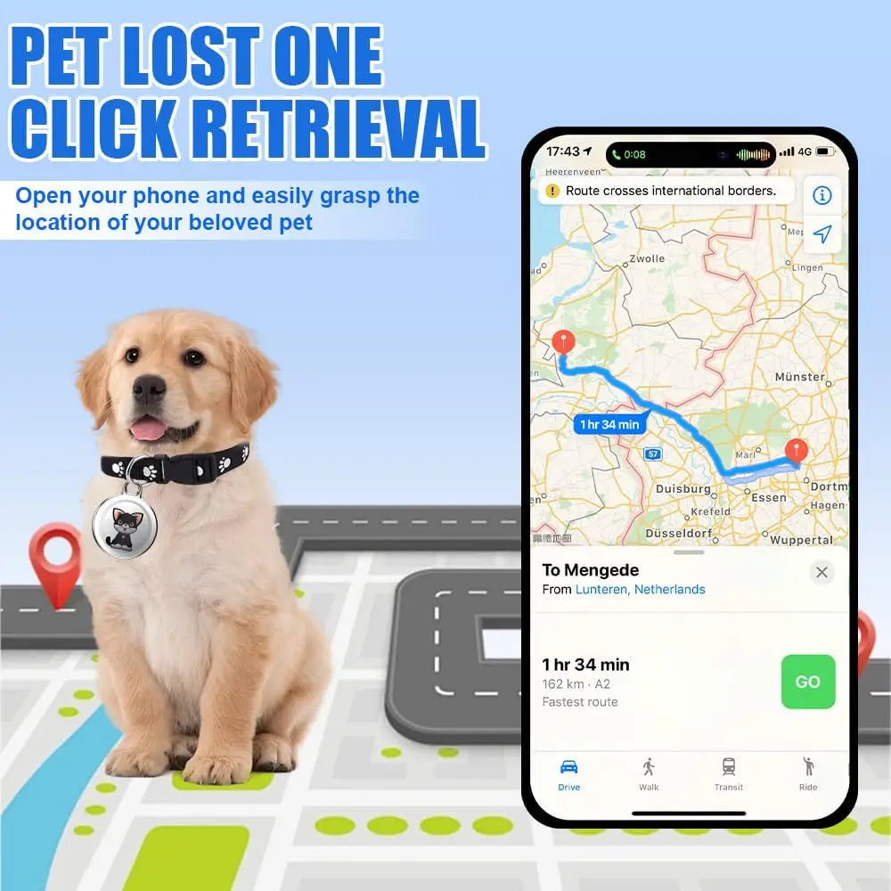 Upgraded Mini GPS Cat & Dog Tracker Collar - Waterproof Real-Time Tracking with No Monthly Fee