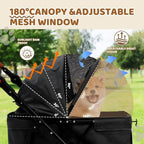 All-Terrain 4-Wheel Pet Stroller for 2 Small Dogs, Adjustable Handle, Canopy, Cup Holder, Black