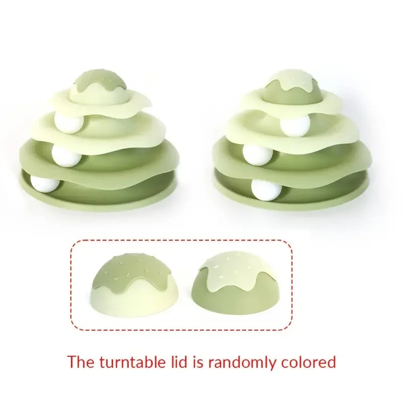 3-Layer Cat Turntable Tower Track Toy — Interactive Ball Chase & Spin