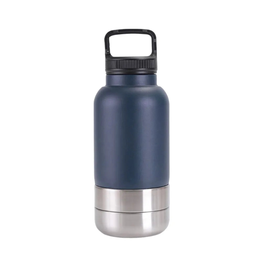 3 in 1 Stainless Steel Pet Water Bottle Multi-layered Detachable Dog Feeding Bottle Leak-proof 32Oz Pet Food Bottle
