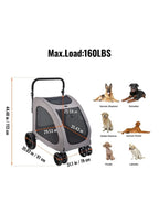 Pet Stroller 4-Wheels Dog Stroller Carrier 160lbs Weight Capacity Portable