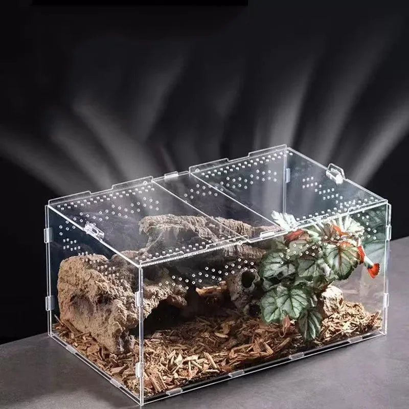 Transparent Reptile Pet Breeding Box Crawling Pet Feeding Box Lizard Silkworm Scorpion Beetle Insect Box Pet House Acrylic Cage
