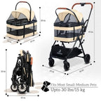 Pet Stroller with Detachable Carrier - Ideal for Small to Medium Dogs Cats - Compact Convenient Design - Easy Assembly Pet Stro