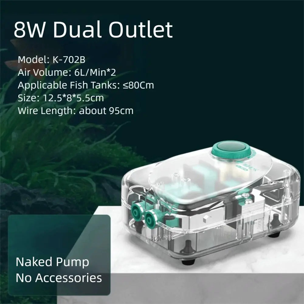 Ultra-Silent Aquarium Air Pump (Low Noise, Adjustable Flow, Multi-Outlet, Energy Saving)