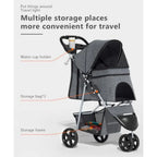 OS MOTOR Pet Stroller with 3 Wheels for Small/Medium Pets, Portable Travel Foldable Carrier Jogger for Dog Cat Puppy Kitty, Rea