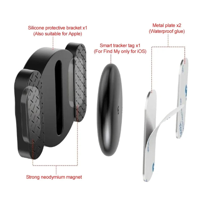 4-Pack GPS Smart Tag for Apple Find My Network - Magnetic Silicone Anti-Loss Tracker Kit for Pets & Cars
