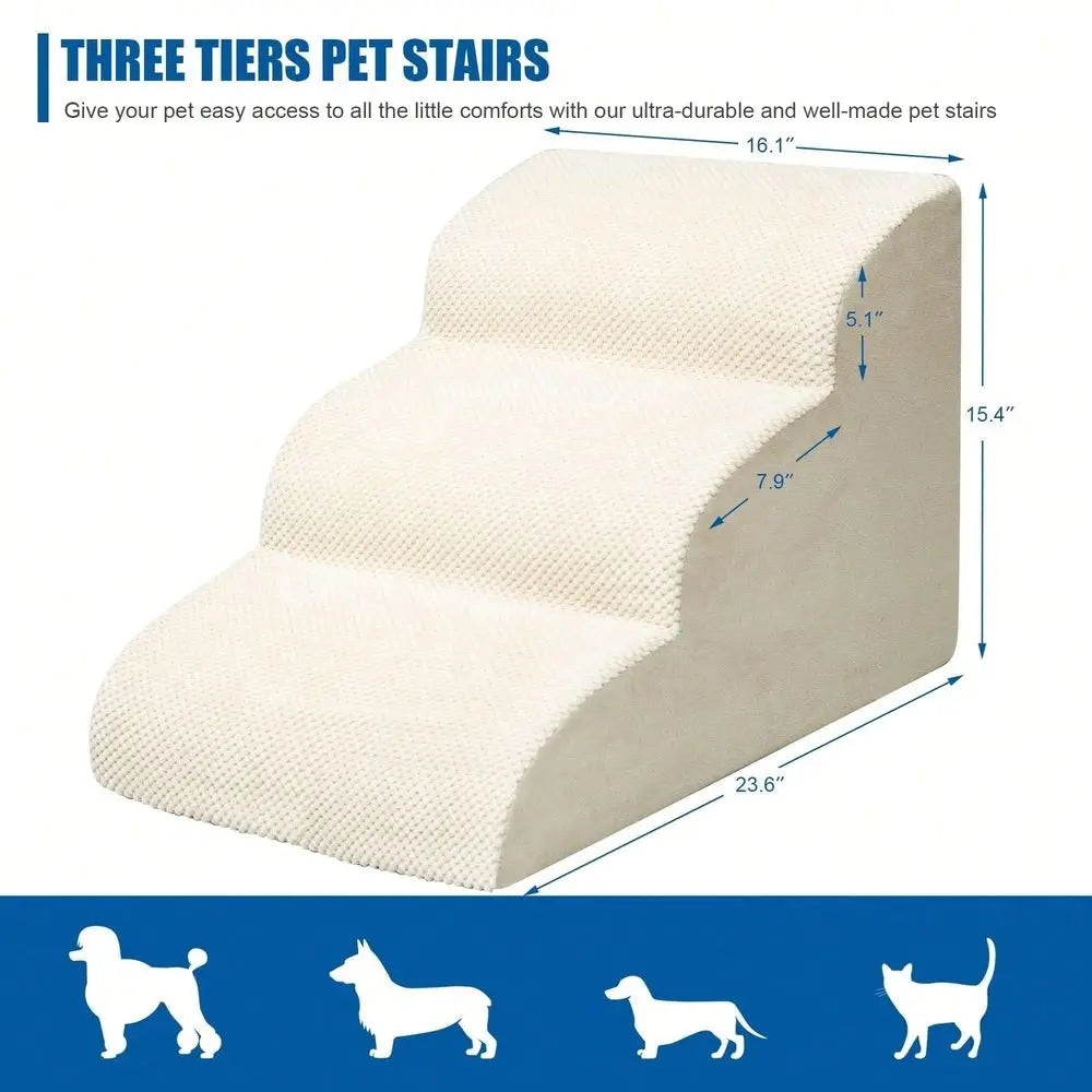 High-Density Foam Pet Stairs for Beds & Couches (Non-Slip)