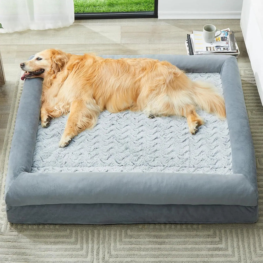 XXL Orthopedic Dog Sofa Bed with Bolster Sides for Giant Breeds