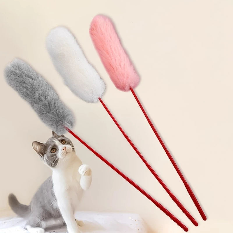 Feather & Bell Cat Teaser Stick with Collar — Self-Play Interactive Wand for Kittens & Cats