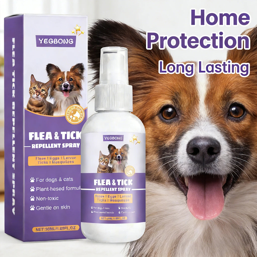Yegbong Flea Tick Repellent Spray Pet Repellent Pet Repellent Spray for Dogs Mild Waterproof Cat Dog Fur Clean Mite Lice Removal