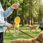 Leak-proof Outdoor Dog Water Bottle with Filter Sealed Dog Water Dispenser Separate Wet and Dry Areas Press Design