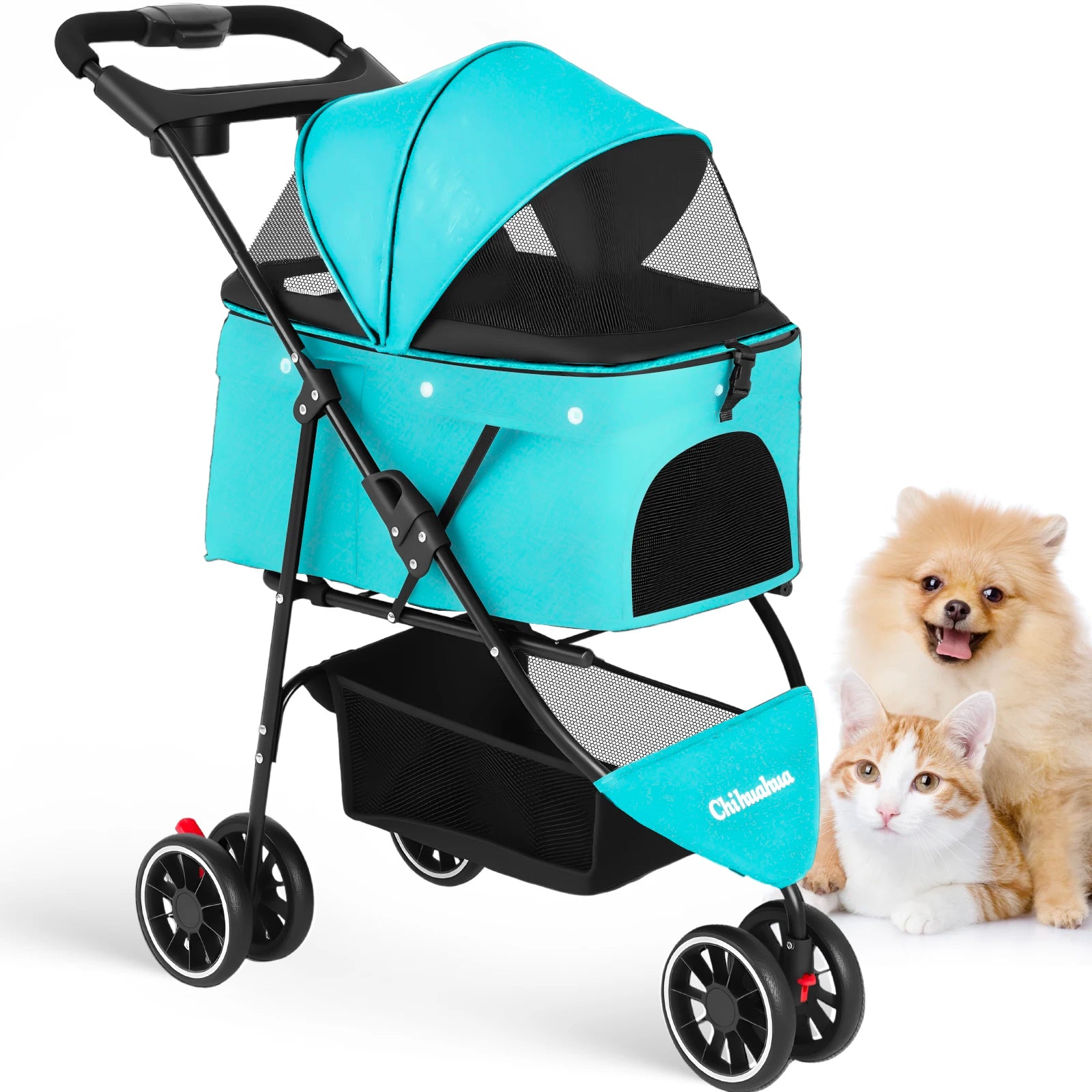 Portable Foldable Pet Stroller with Canopy (Small Dogs & Cats)