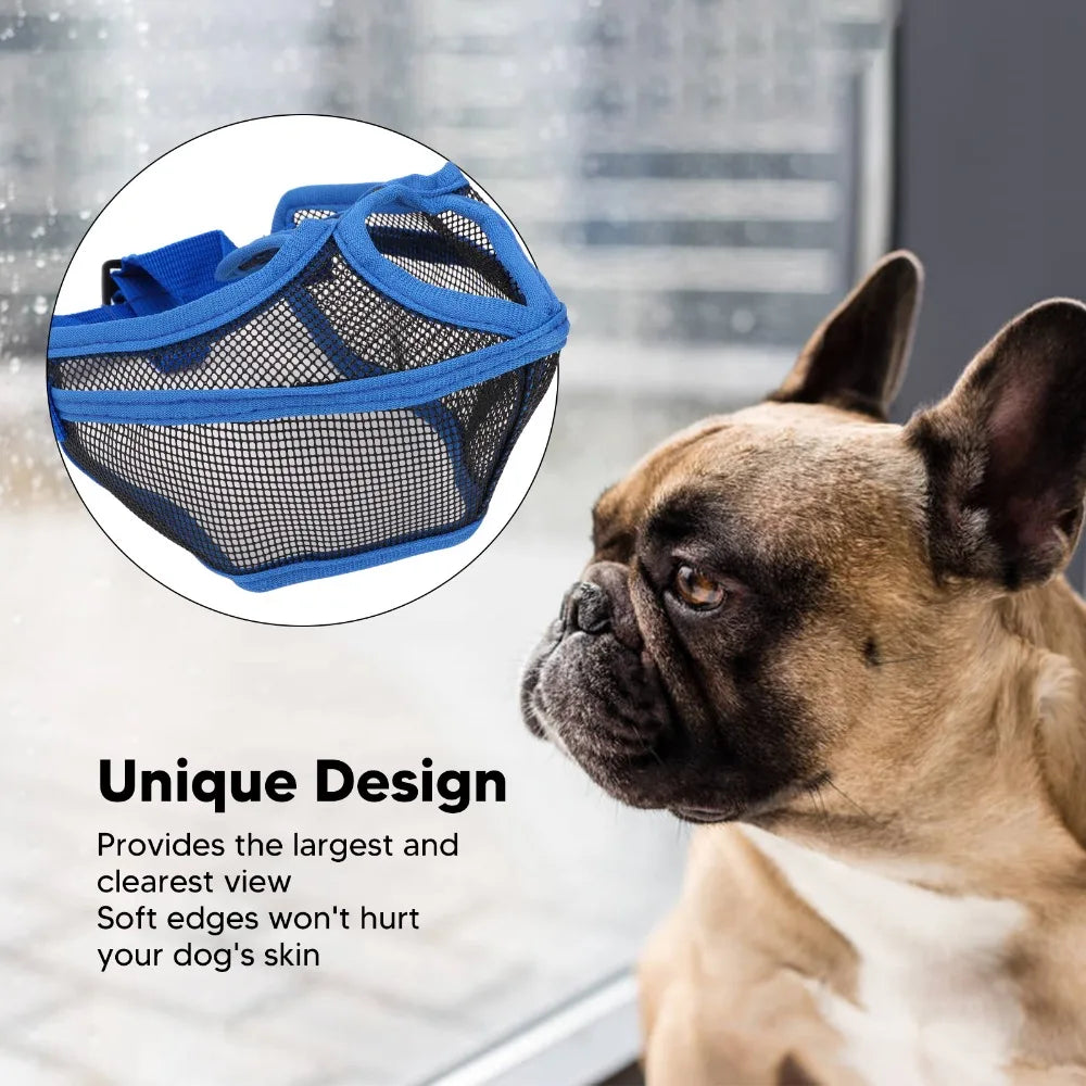 Pet Friendly Short Nose Fit Dog Muzzle Adjustable Breathable Bulldog Muzzle Flexible Lightweight Pet Mouth Cover Anti Scavenge