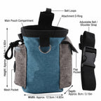 Linen Cotton Fabric Dog Feeding Pouch Water Tough Waist Hung Style Pet Training Bag Multi Compartment Adjustable Size