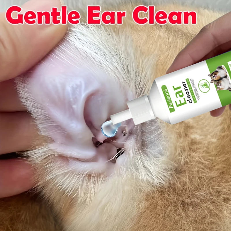 60ml Natural Herbal Pet Ear Wash For Dogs Cats Clear Earwax Dirt Mild Daily Home Ear Care Gentle Easy Use Cleaning Fluid