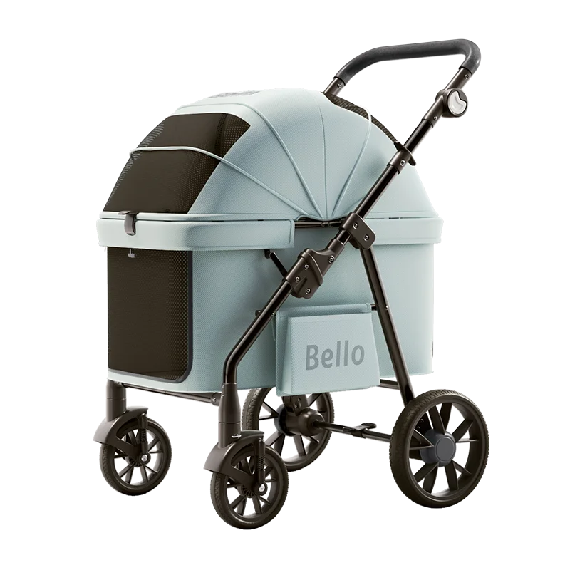 STLFBello New Design Foldable Pet Stroller for Large Dogs 4 Wheels Premium Travel Carrier