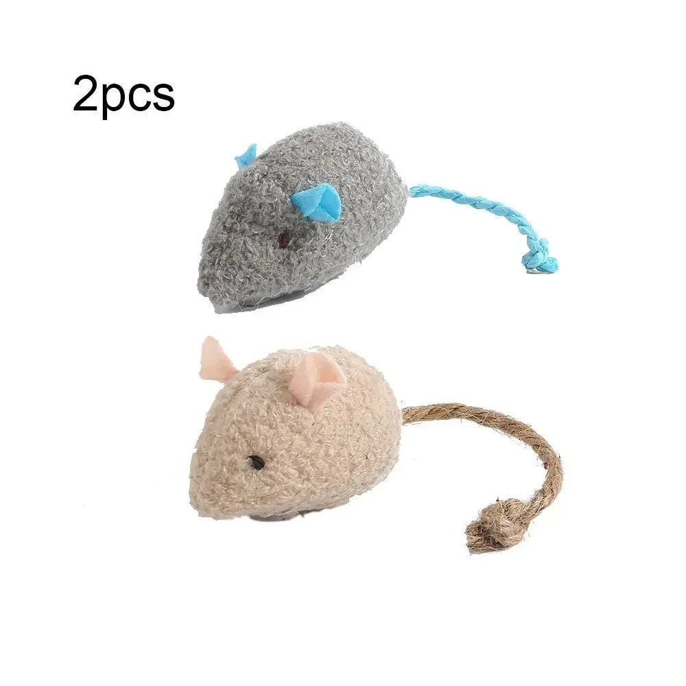 2-Pack Portable Catnip Fake Mice Cat Toys — Soft Simulated Mouse Training Toys for Kittens