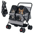 Foldable Double Pet Stroller with Adjustable Sunshade Storage Basket and Pet Travel Accessories for Dogs Cats Small Animals