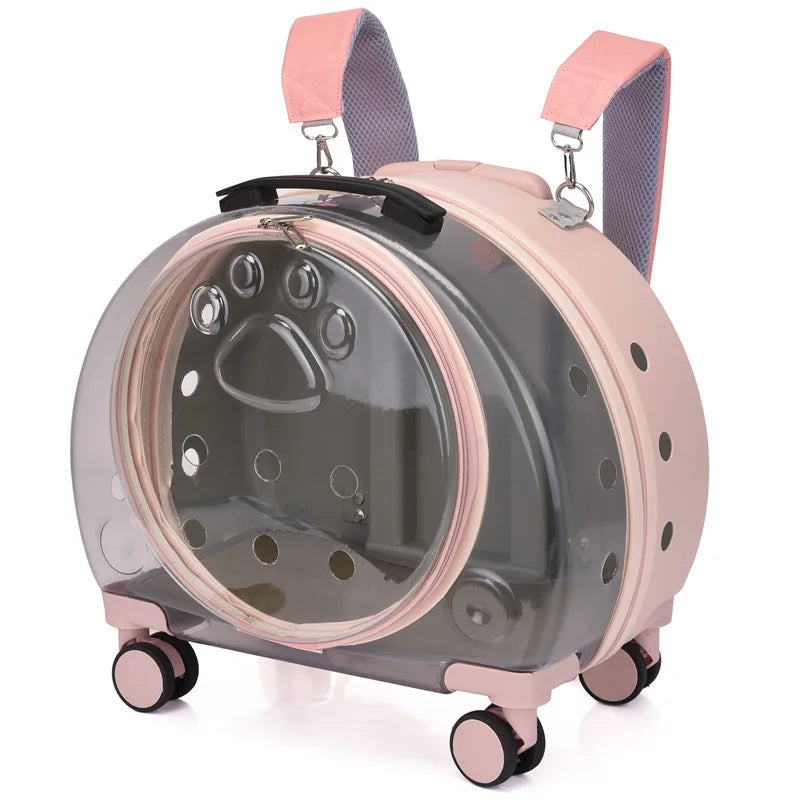High Quality Travel Products Transparent Pet Dog Cat Backpack Carrier Bag With Wheels Pet Trolley