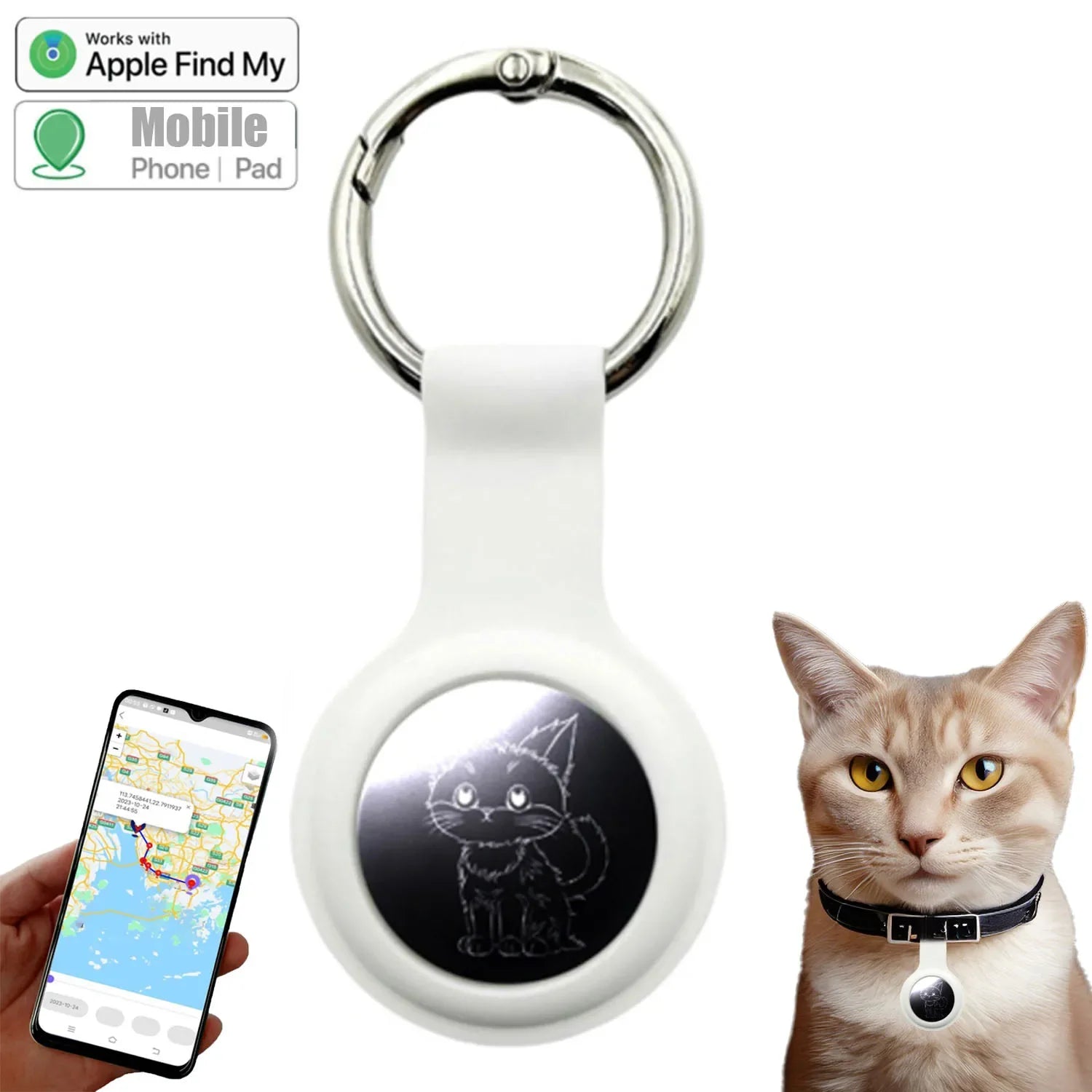 Mini AirTag-Sized GPS Locator for Cats & Dogs - Find My Compatible (32×8mm)