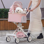 Luxury PU leather pet stroller,Car Pet Basket,lightweight Foldable Dog Travel Stroller,Portable Outdoor Cat and Dog Stroller
