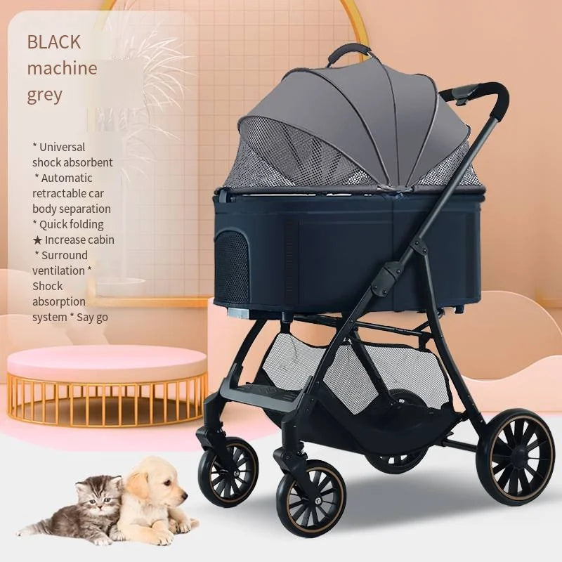 2026 Lightweight Pet Stroller for Dogs and Cats Detachable Foldable Small Cart Portable Walker for Pets Going Out Pet Trolley