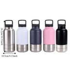 3 in 1 Stainless Steel Pet Water Bottle Multi-layered Detachable Dog Feeding Bottle Leak-proof 32Oz Pet Food Bottle