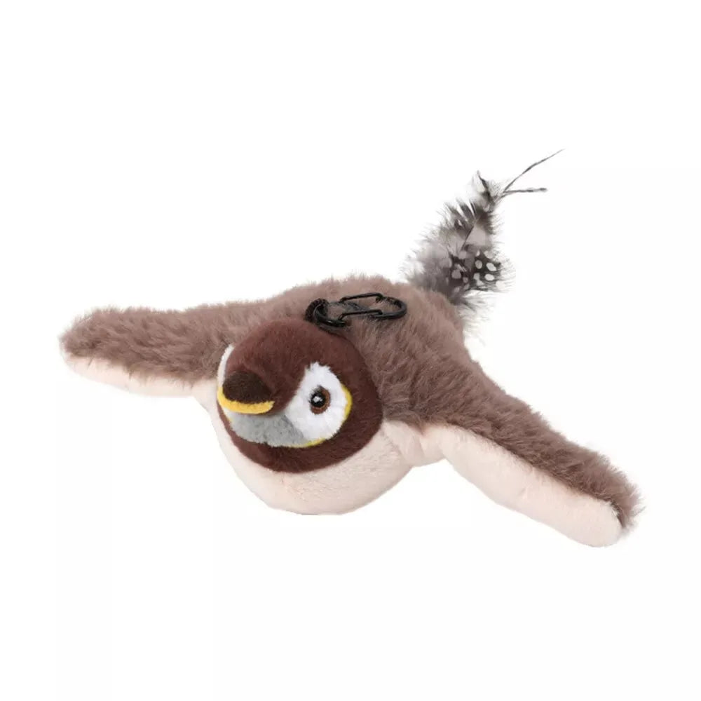USB Hangable Electronic Flapping Bird Cat Toy — Touch-Activated Chirping Simulation Sparrow