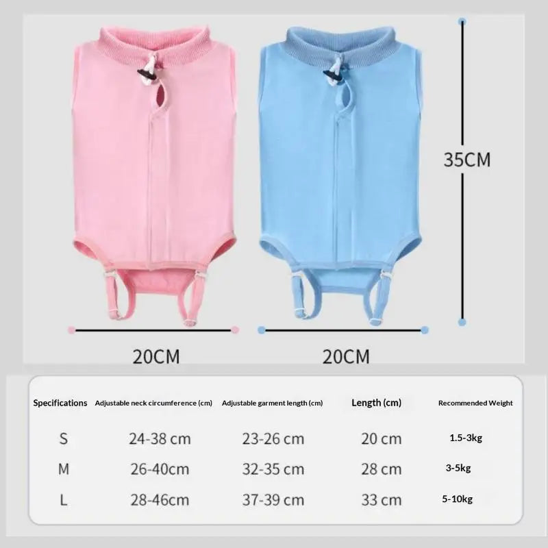 Adjustable Cat & Dog Surgery Recovery Suit — Anti-Lick Wound Healing Vest Bodysuit