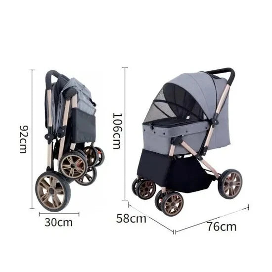 High Quality Foldable Pet Stroller Cart with Changeable Handle for Cat Travel Outgoing Pet Carriers & Travel Product