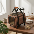 Mesh Ventilation Rolling Pet Carrier Soft-sided Animal Carrier Breathable Mesh Windows Pet Supplies for Travel Errands