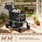All-Terrain 4-Wheel Pet Stroller for 2 Small Dogs, Adjustable Handle, Canopy, Cup Holder, Black