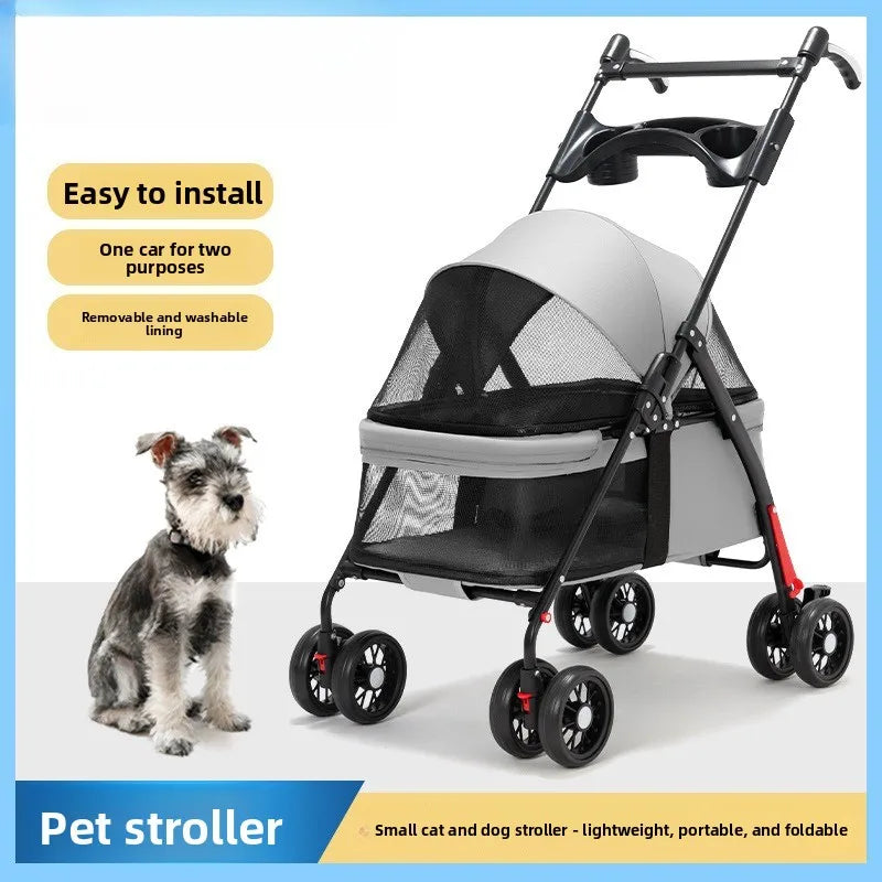 Pet Stroller Dog Cat Travel Light Foldable Outdoor Lightweight Portable Small Dog Cart Pet Trolley Pet Stroller Outdoor Pet Car