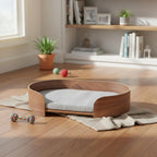 Oval Wooden Pet Sofa Bed with Removable Cover (All-Season)