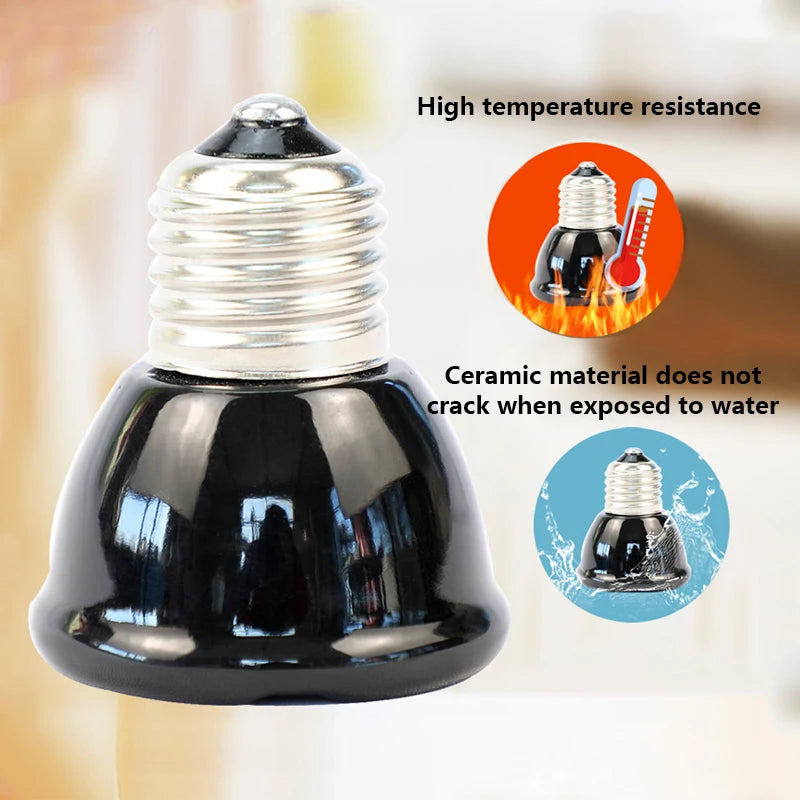 Ceramic Emitter Heat Light Mini Black Pet Heating Lamp Infrared Bulb 25/50/ 75/100W Brooder Chickens Reptile lamp