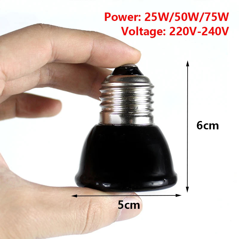 1PC Ceramic Emitter Heat Light Mini Black Pet Heating Lamp Bulb 25/50/ 75W brooder Chickens Reptile lamp