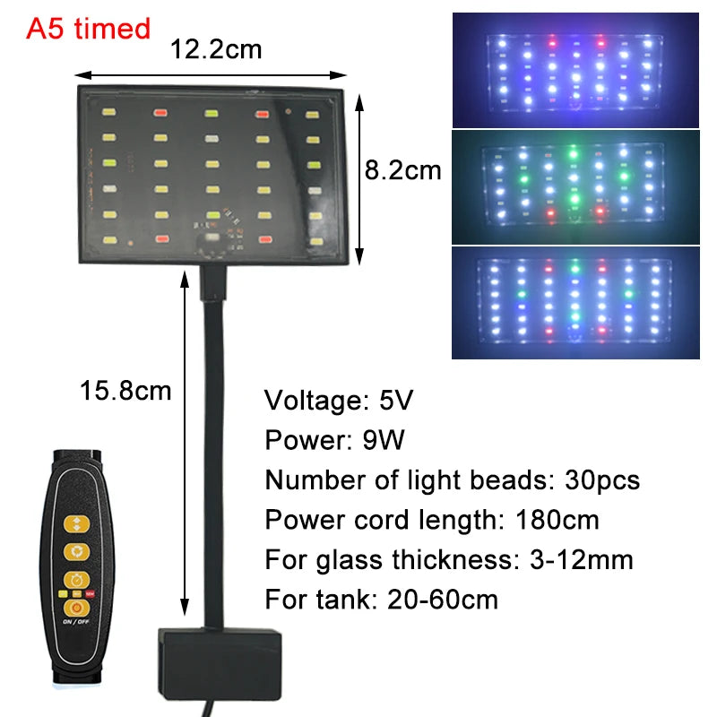 USB Full Spectrum Aquarium LED Grow Light (Aquatic Plants, Clip-On, Programmable)