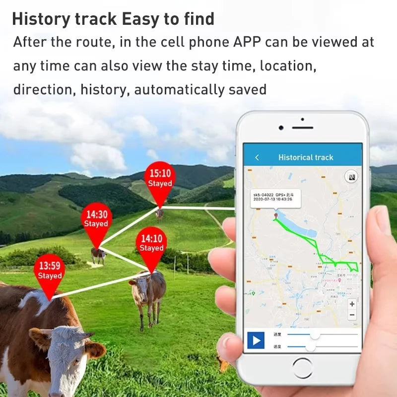 Smart GPS Livestock Collar Tracker with Virtual Fence, Step Counter & Electric Shock Training for Cattle