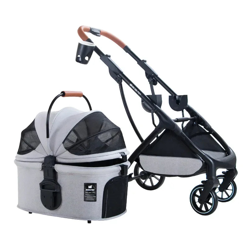 2025 2-in-1 Pet Stroller & Carrier for Small Pets - Lightweight Detachable Foldable Cart - Portable Travel System for Dogs Cats