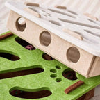 Cat Scratching Post with Felt Puzzle Box & Rolling Ball — 2-in-1 Enrichment Toy