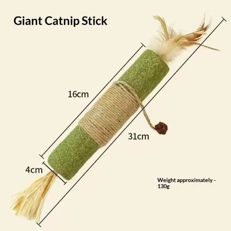 Natural Wood Knotweed Cat Teething Stick Set with Raffia & Sisal Rope
