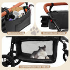 All-Terrain 4-Wheel Pet Stroller for 2 Small Dogs, Adjustable Handle, Canopy, Cup Holder, Black