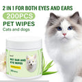 2-in-1 Pet Ear and Eye Wipes, 200 Count Mild Formula,Gentle Cleaning for Dogs and Cats Mite Removal Cat and Dog Ear Eye Cleaning