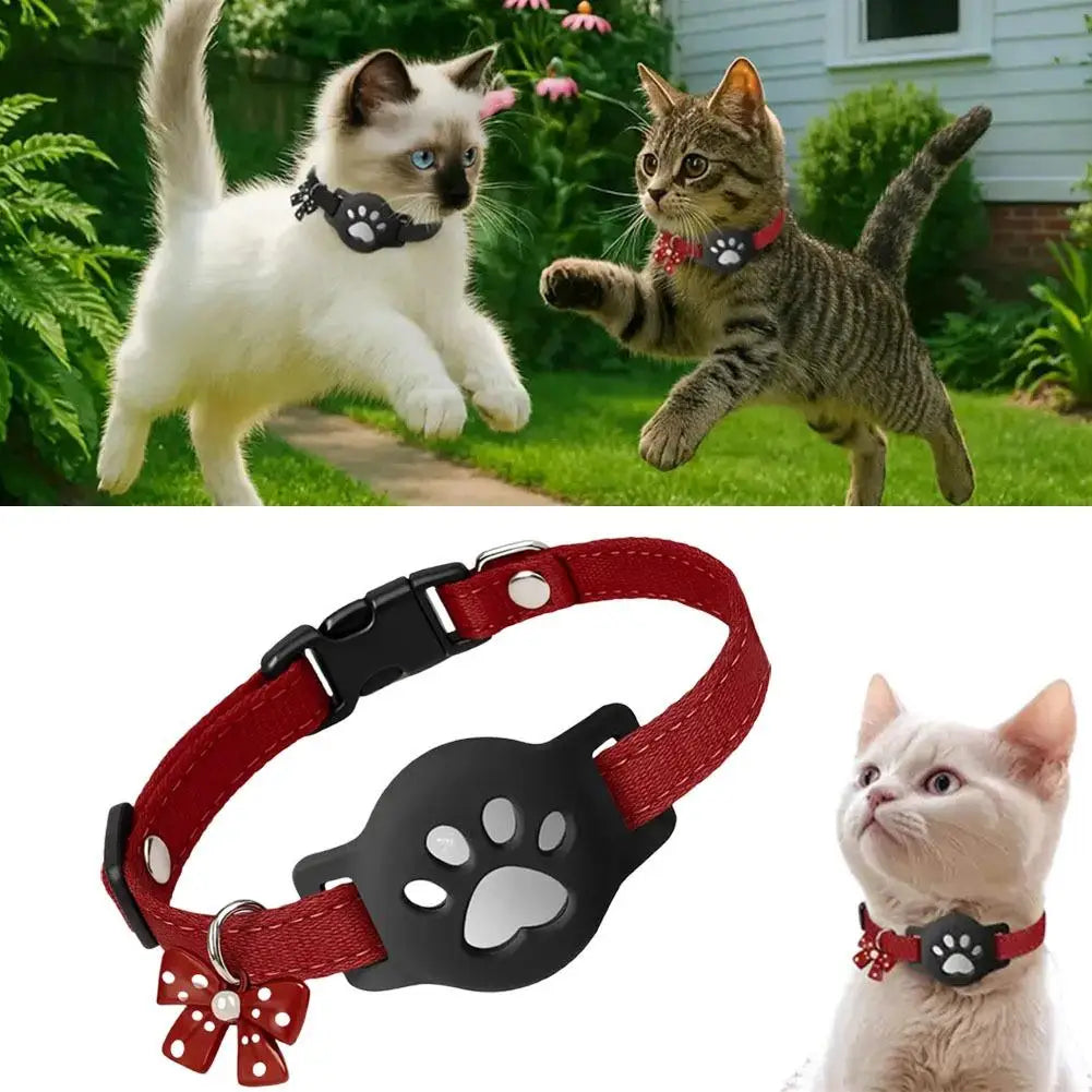 Reflective Pet Collar GPS Tracker Necklace with AirTag Holder - Waterproof Anti-Loss Locator for Dogs & Cats (iOS & Android)