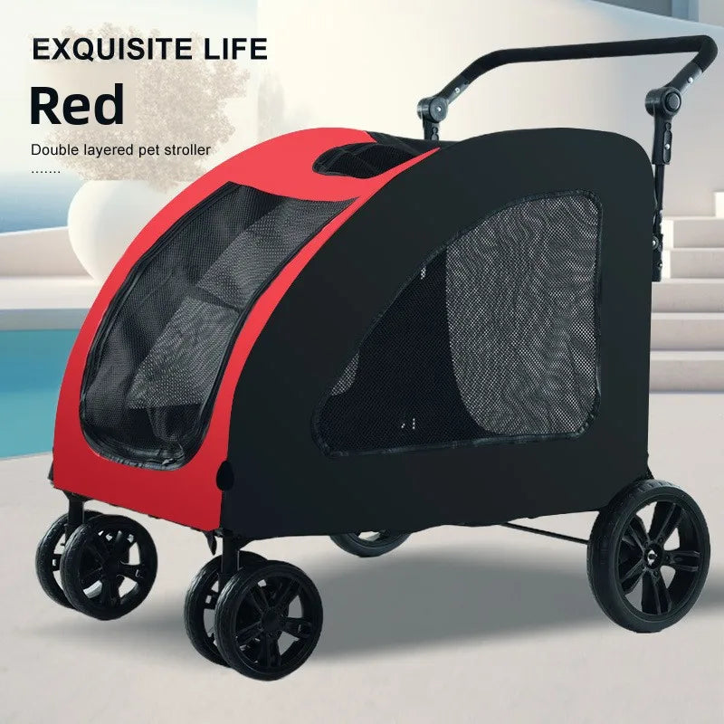 Large Dog Outdoor Pet Stroller Foldable Golden Retriever Giant Breed Senior Disabled Dog Trolley Pet Stroller Cat Stroller