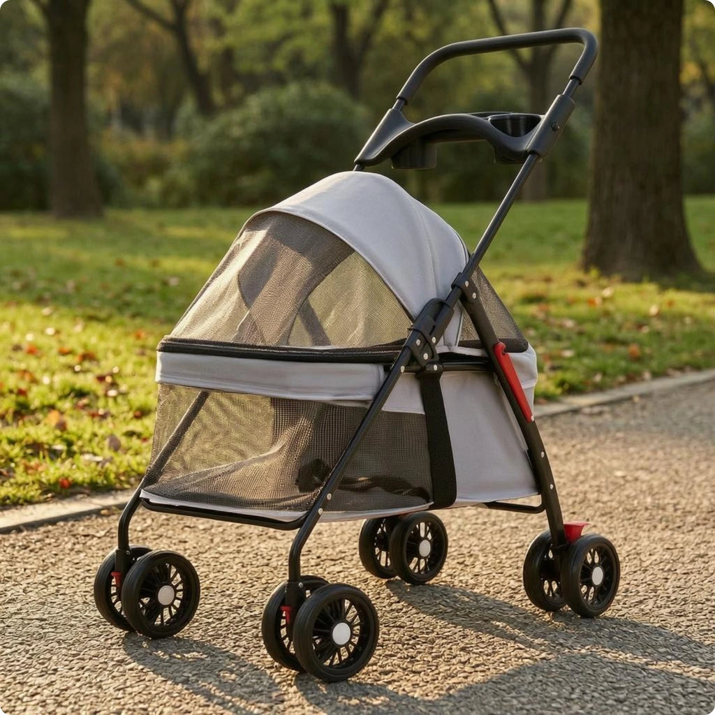 Foldable Pet Stroller Lightweight Feline and Dog Stroller Compact Ventilated for Cats, Outdoor Walking, Travel